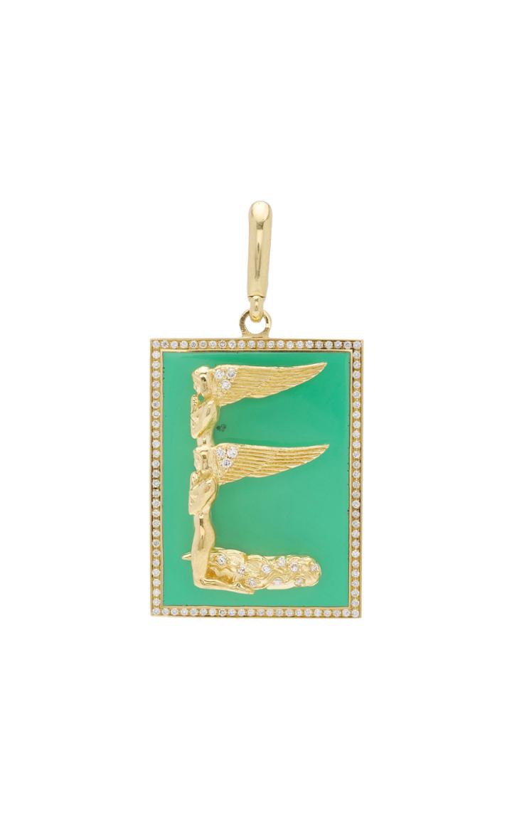 Moda Operandi Jenna Blake 18k Gold Mint Enamel Alphabet Charm