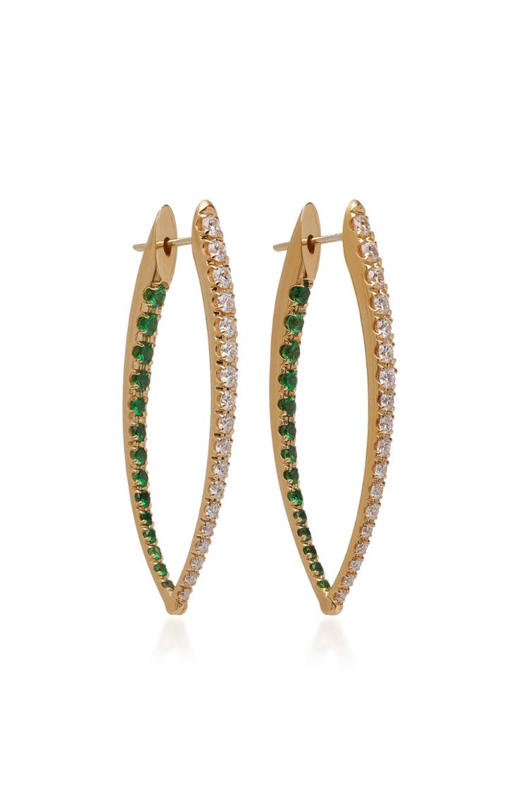 Melissa Kaye Cristina 18k Gold Diamond And Tsavorite Garnet Earrings