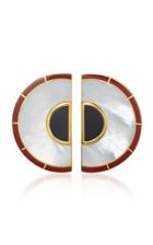 Monica Sordo Brujo Half Orbit 24k Gold-plated Brass Mother Of Pearl Earrings