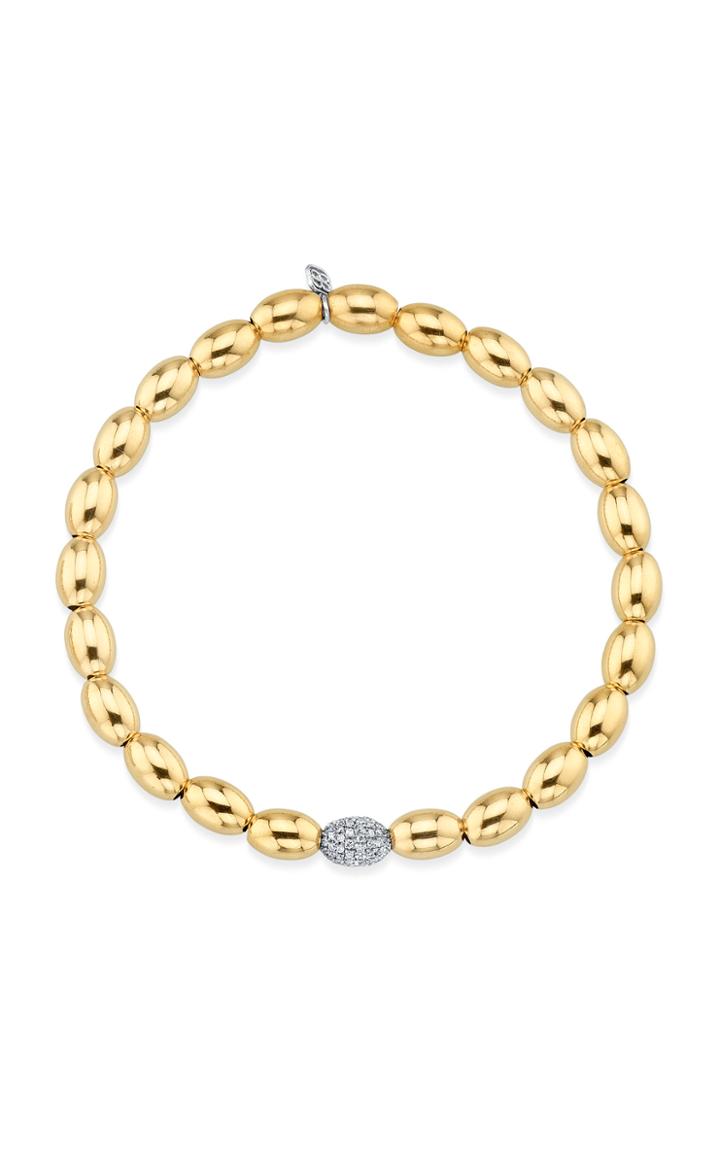 Sydney Evan Pave Oval Spacer On Gold Oval Bracelet