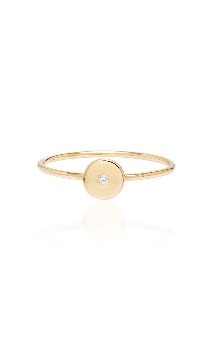 Zoe Chicco 14k Single Diamond Medium Round Disc Ring