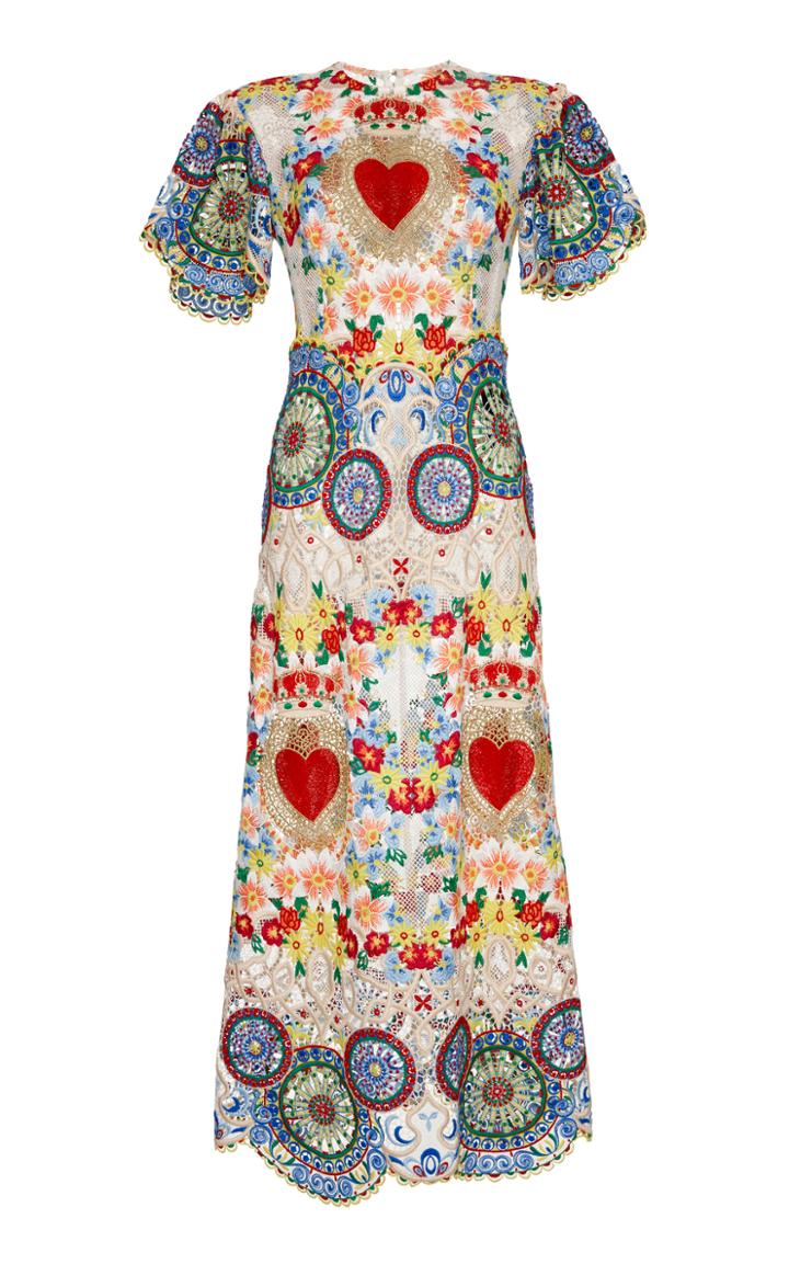 Dolce & Gabbana Short Sleeve Embroidered Dress