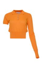 George Keburia Asymmetric Sleeve Knit Polo