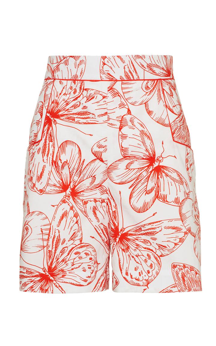 Moda Operandi Lela Rose Butterfly Cotton Poplin High-rise Shorts