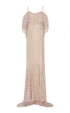 Martha Medeiros Ruffled Off The Shoulder Gown
