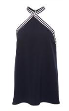 Lela Rose Stripe-trim Halter-neck Poplin Top