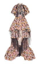 Giambattista Valli Floral Print High-low Chiffon Gown