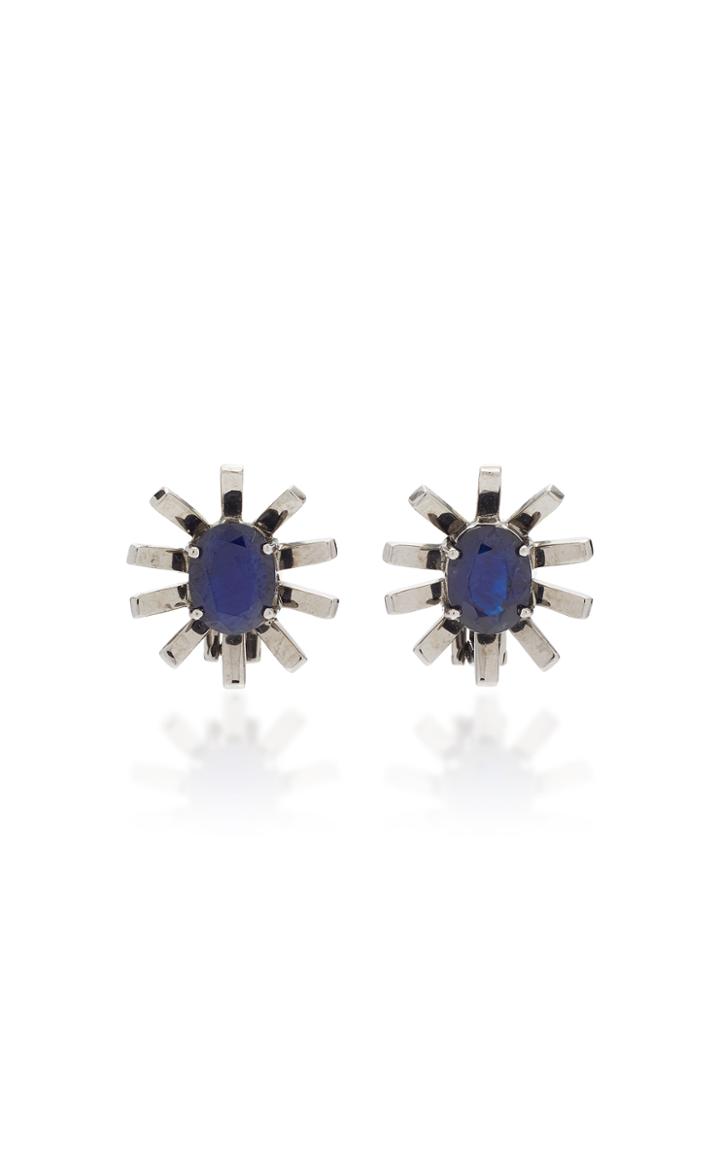 Jack Vartanian Gala 18k White Gold And Black Rhodium Sapphire Earrings