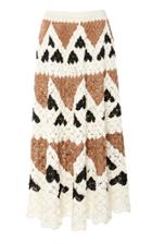Oscar De La Renta Scalloped Crocheted Silk Midi Skirt