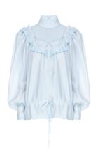 Flow The Label Blue Ruffled Bib Blouse