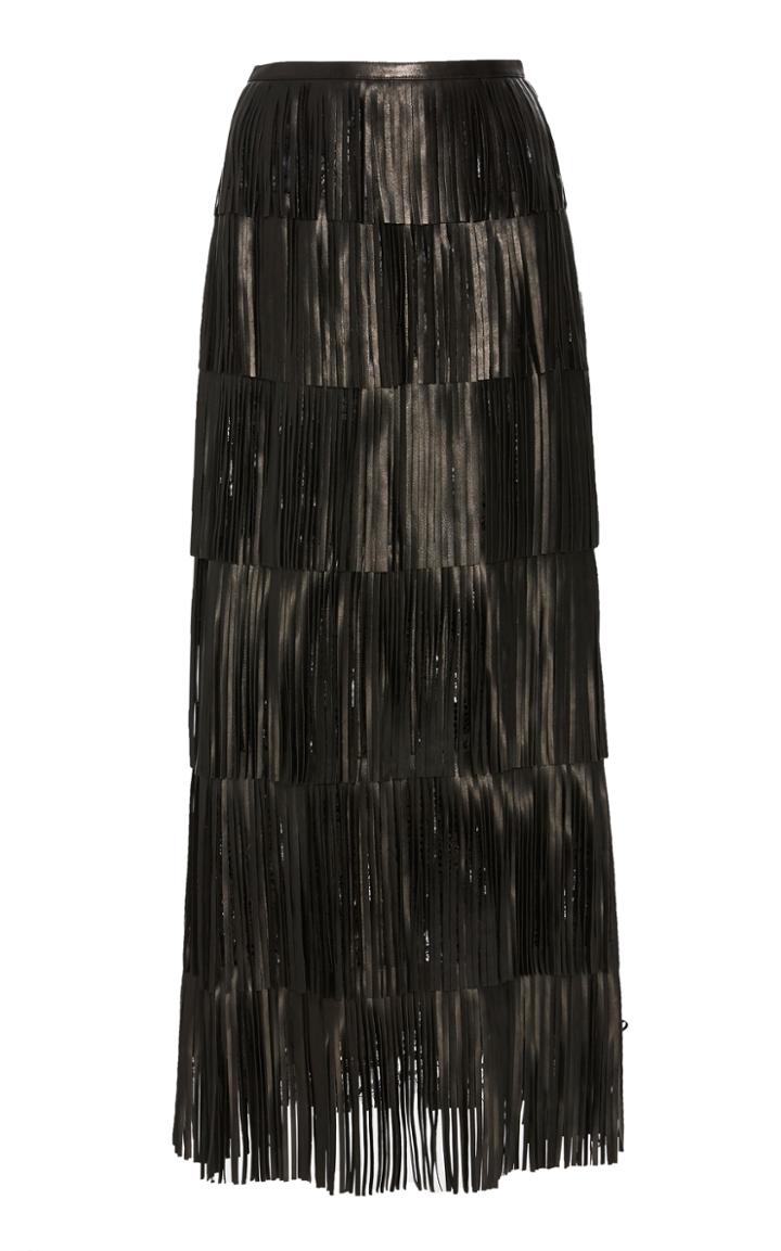 Elie Saab Tiered Leather Skirt