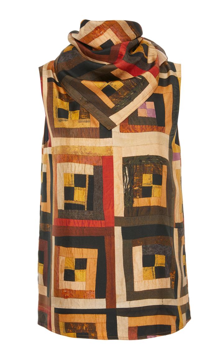 Rosetta Getty Scarf Neck Silk Top