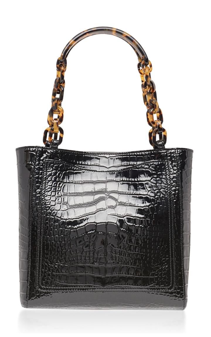 Edie Parker Mini Tote In Croc Embossed Patent