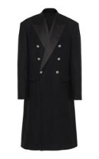 Balmain Double-breasted Satin-trimmed Wool-blend Coat