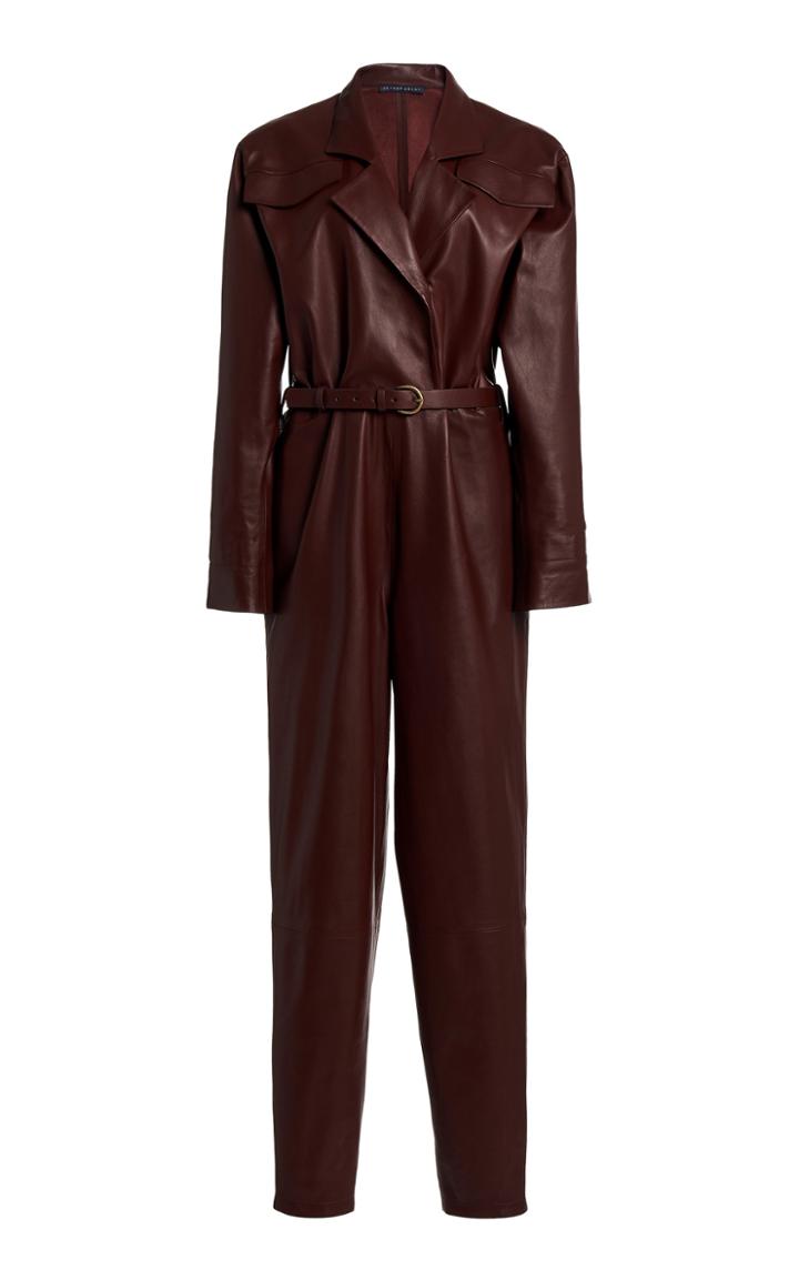 Moda Operandi Zeynep Aray Belted Leather Jumpsuit