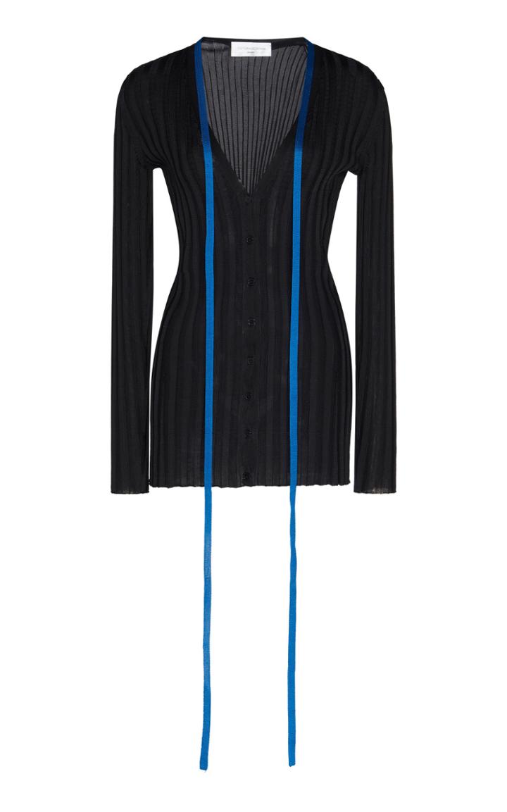 Moda Operandi Victoria Beckham Ribbed-knit Ribbon Cardigan Size: S