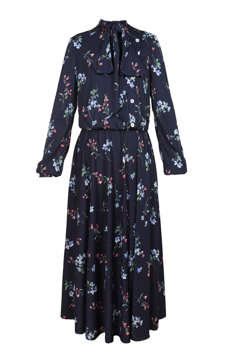 Dalood Floral Tie-neck Dress