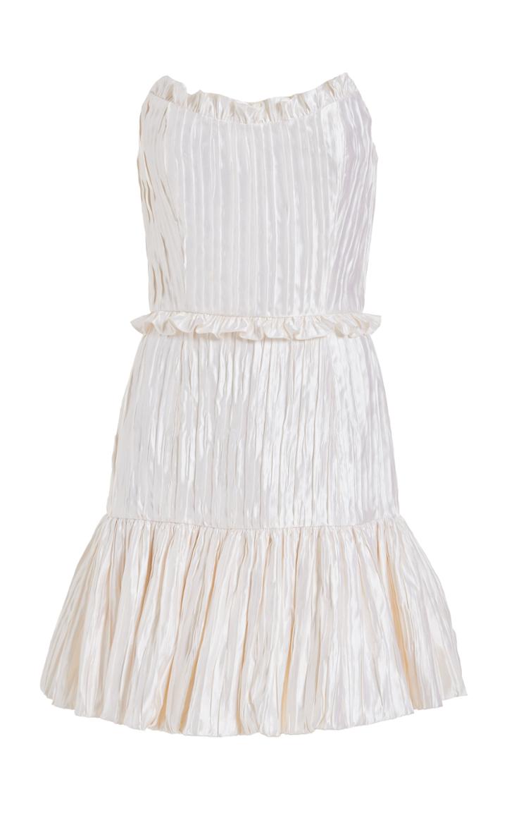 Moda Operandi Markarian Hollis Pleated Ivory Mini Dress