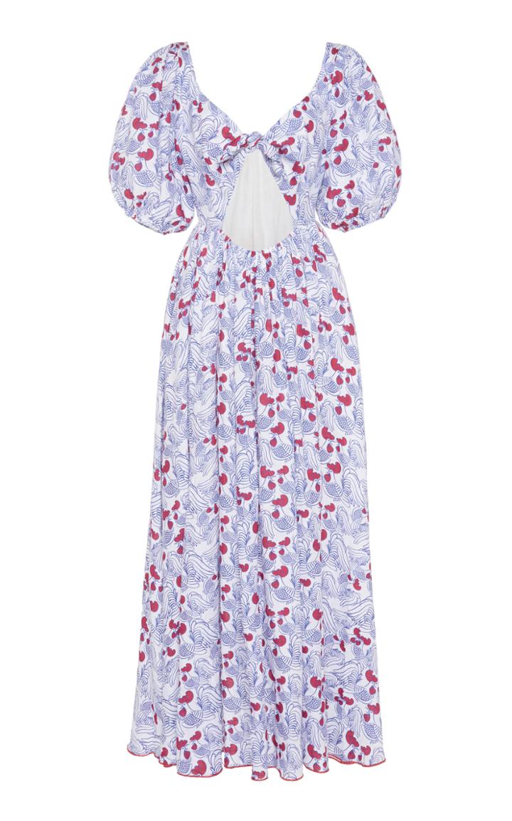 Gl Hrgel Printed Linen Front Knot Maxi Dress
