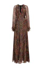 Etro Paisley Floral Chiffon Peasant Gown