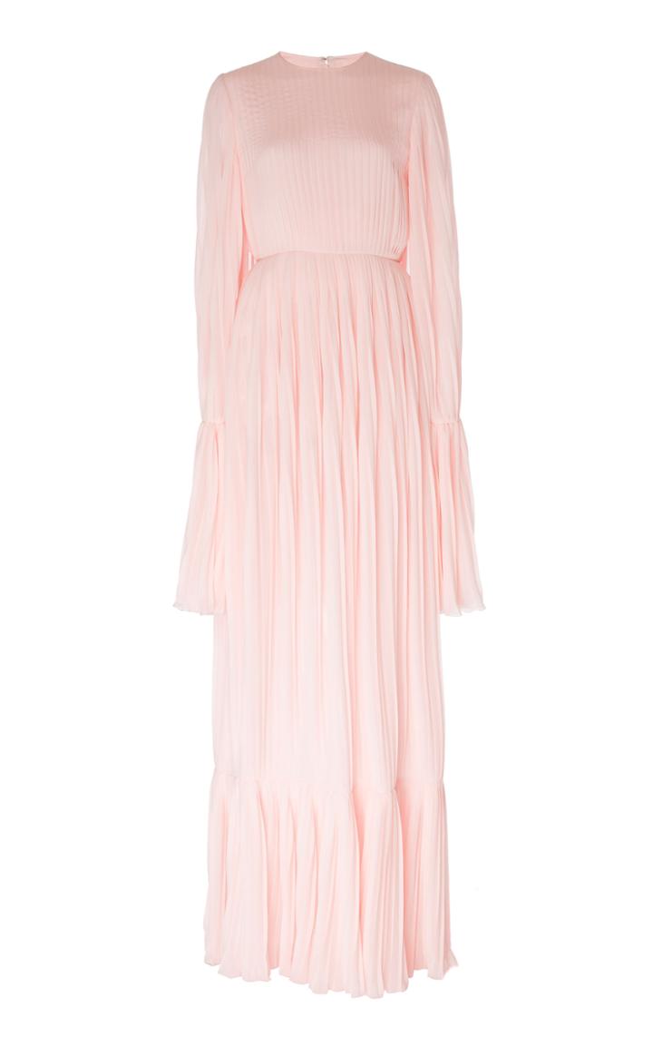 Huishan Zhang Emily Cape-overlay Pleated Crepe Gown