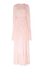 Huishan Zhang Emily Cape-overlay Pleated Crepe Gown