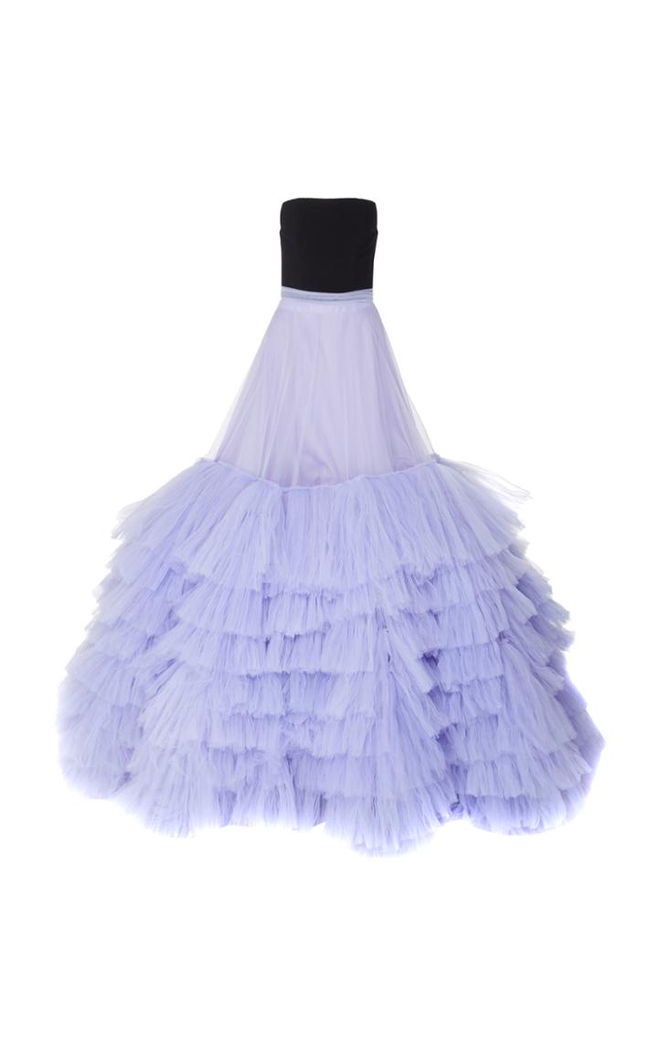 Christian Siriano Strapless Tulle Tiered Ball Gown