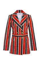 Stella Jean Belted Striped Cotton-blend Blazer