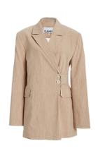 Ganni Wrap-front Twill Suiting Jacket