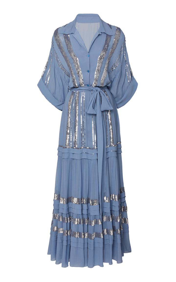 Temperley London Sable Sequin-embellished Chiffon Midi Dress