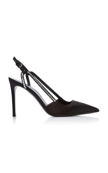 Balmain Madison Jeweled Satin Pumps
