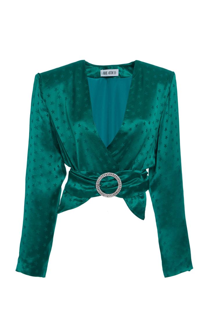 Attico Satin Curved Hem Blouse