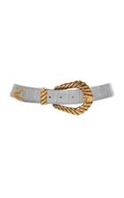 Alberta Ferretti Gold-tone Buckle Croc Effect Leather Belt