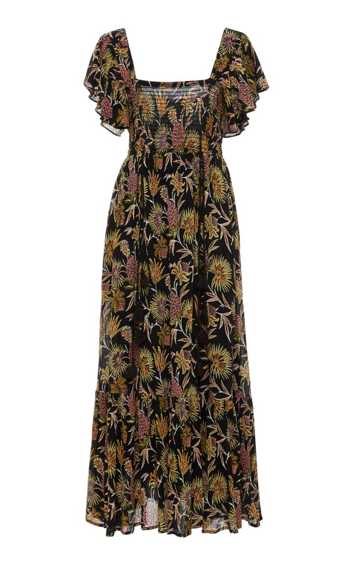 Banjanan Maggie Rouched Flutter Sleeve Maxi Dress