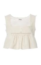 Moda Operandi Miu Miu Sleeveless Ruffle-embellished Crepe Cropped Top Size: 36