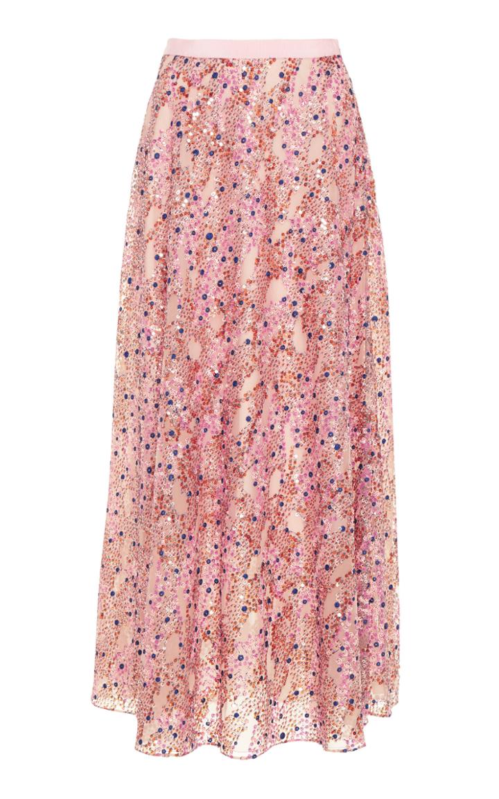 Delpozo Sequined Chiffon Maxi Skirt