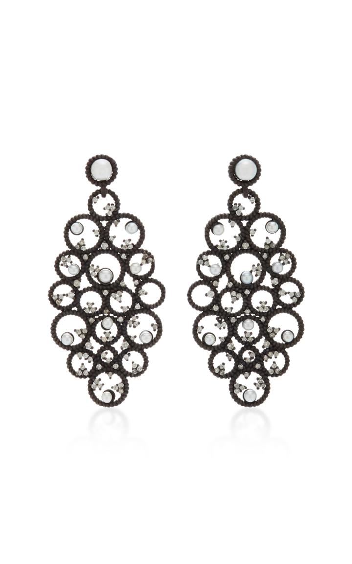 Nancy Newberg Pearl And Diamond Drop Earrings