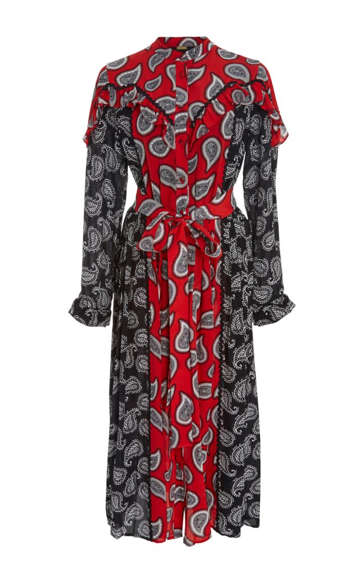 Dodo Bar Or Mick Mixed Paisley Ruffled Midi Dress