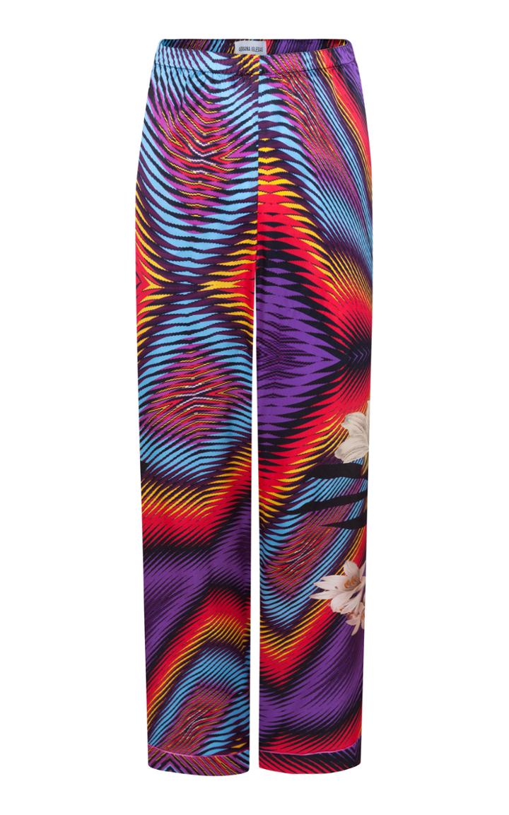 Adriana Iglesias Alessia Printed Silk Satin Pants