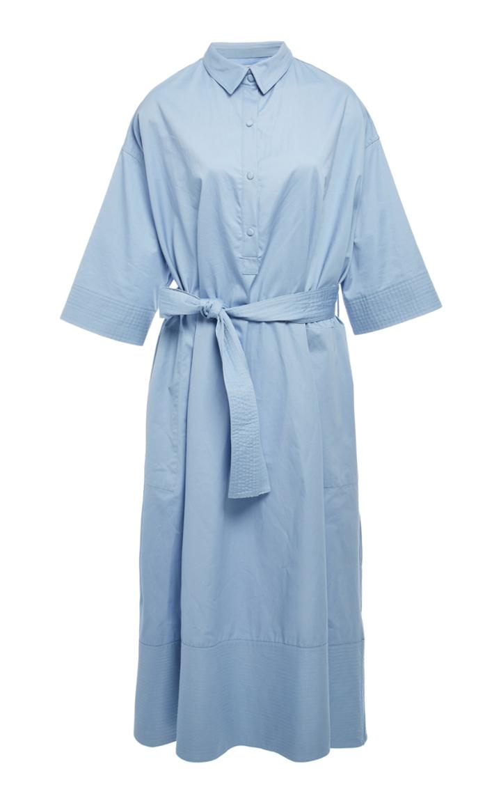 Co Trapunto Belted Cotton-poplin Shirt Dress