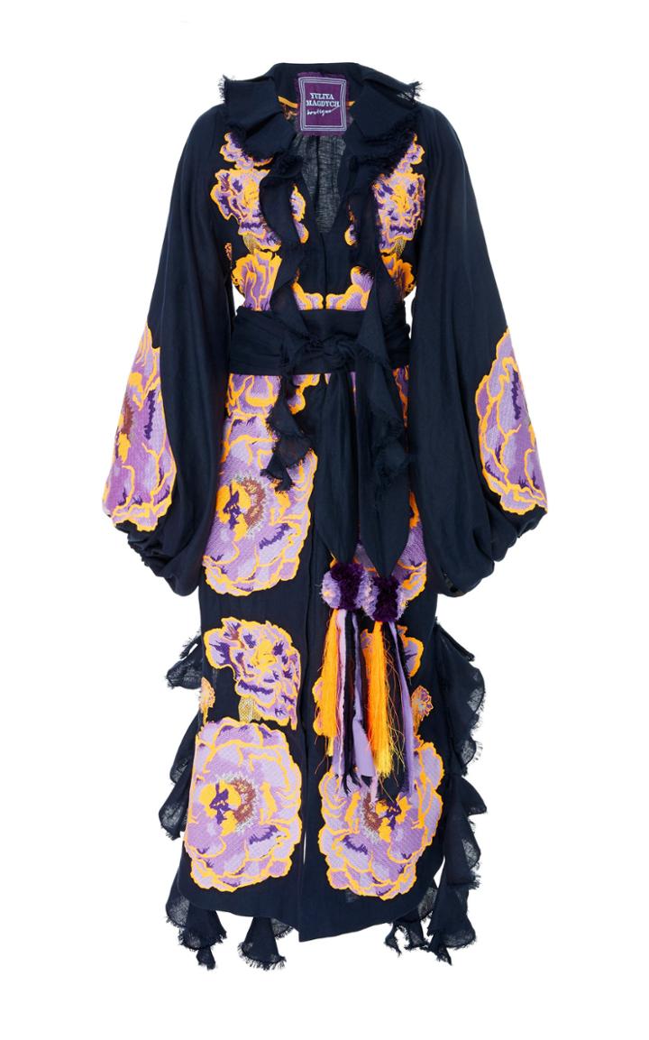 Yuliya Magdych Marigold Embroidered Linen Caftan