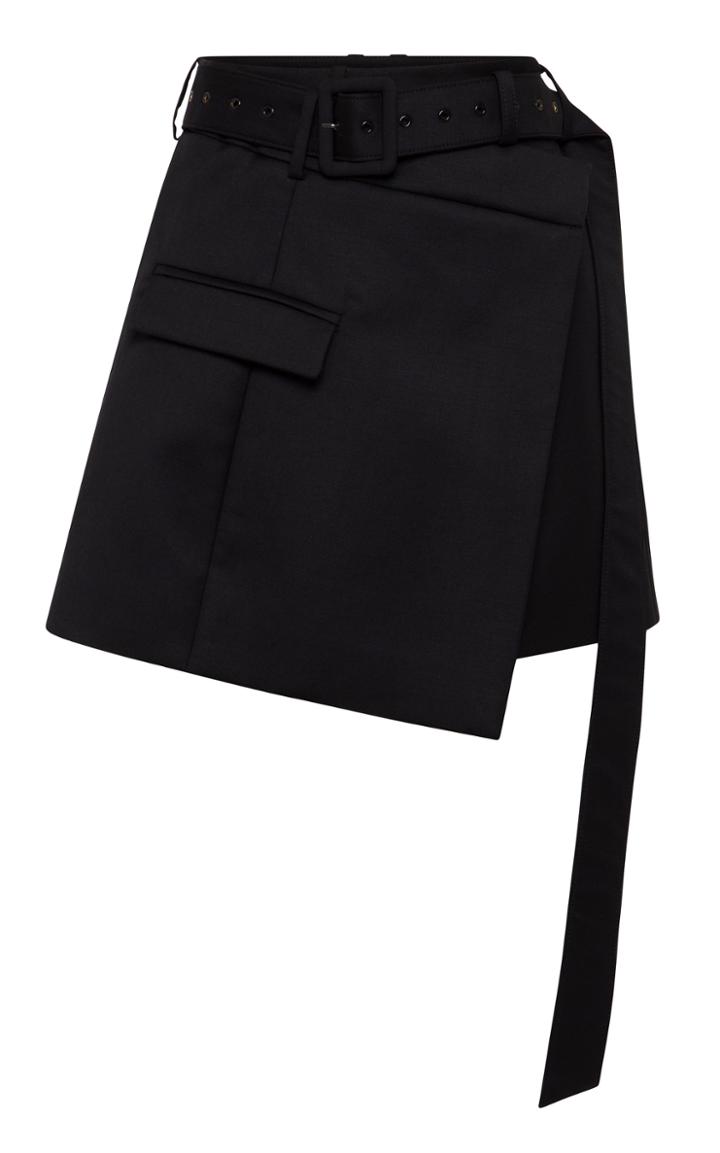 Moda Operandi Anna Quan Nadia Belted Wool Mini Wrap Skirt