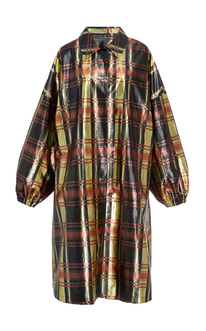 Sally Lapointe Oversized Metallic Plaid Coat