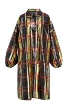 Sally Lapointe Oversized Metallic Plaid Coat