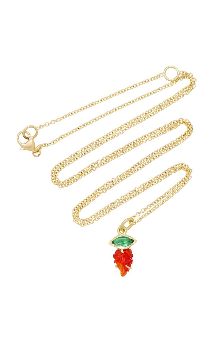 Brooke Gregson Maya Leaf Fire Opal Emerald Necklace 2