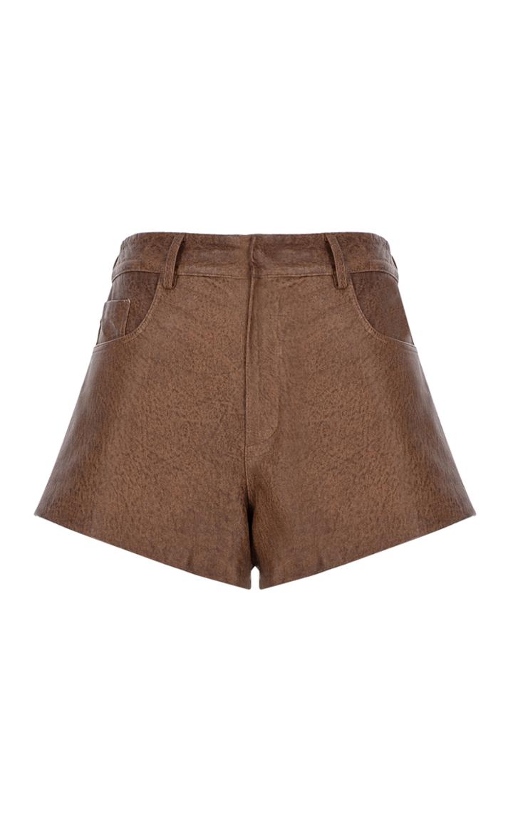 Moda Operandi Zeynep Aray Leather Mini Shorts