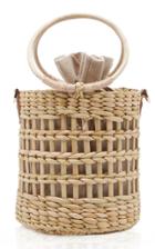 Poolside Betty Open-weave Reed Bucket Bag