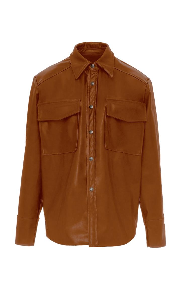 Studio Cut Long Sleeve Faux Leather Top