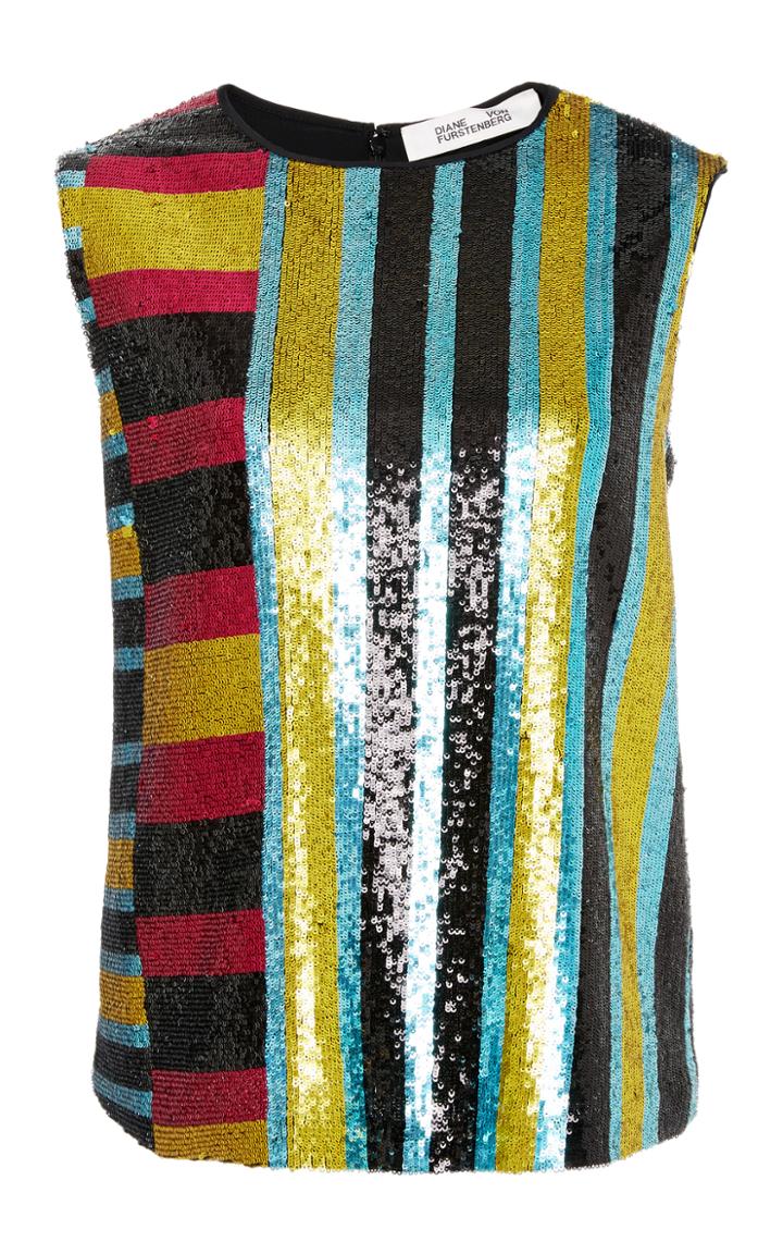 Diane Von Furstenberg Saxon Stripe Shell Top