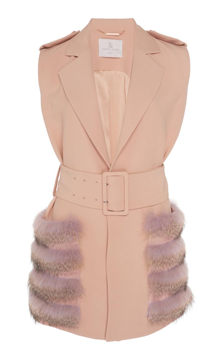 Ralph & Russo Sleeveless Fox Fur Trench Gilet